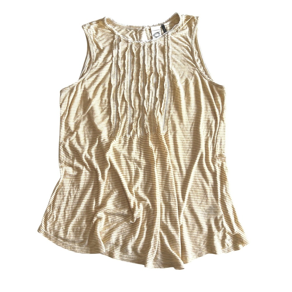 Anthropologie Akemi + Kinā Striped Tank Top Sleeveless Gold Casual Blouse Womens
